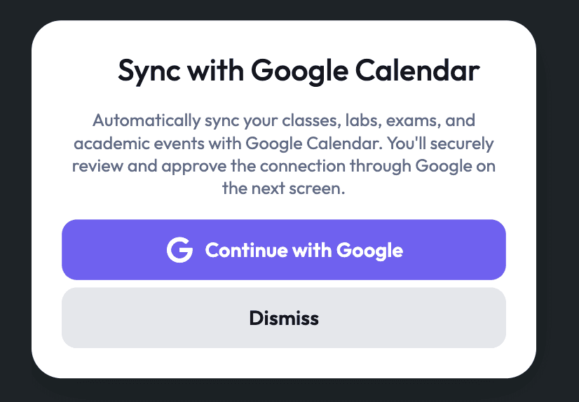 Attendrix Google Calendar Synchronization Interface